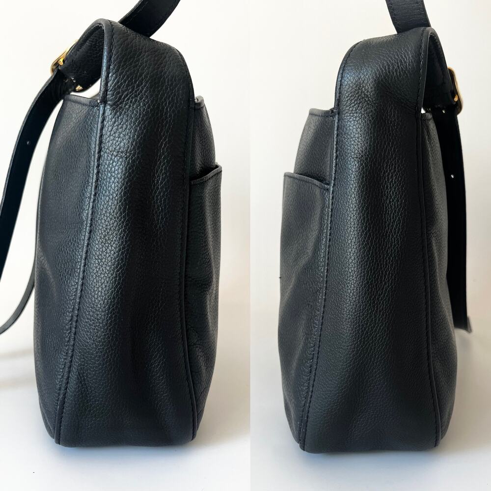 Longchamp Le Foulonne Black Pebbled Leather Vintage Crossbody Bag Y2K France - Picture 9 of 9